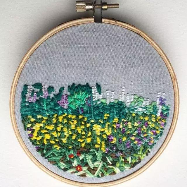 刺繡與水彩的結(jié)合，誕生出很有創(chuàng)意的作品